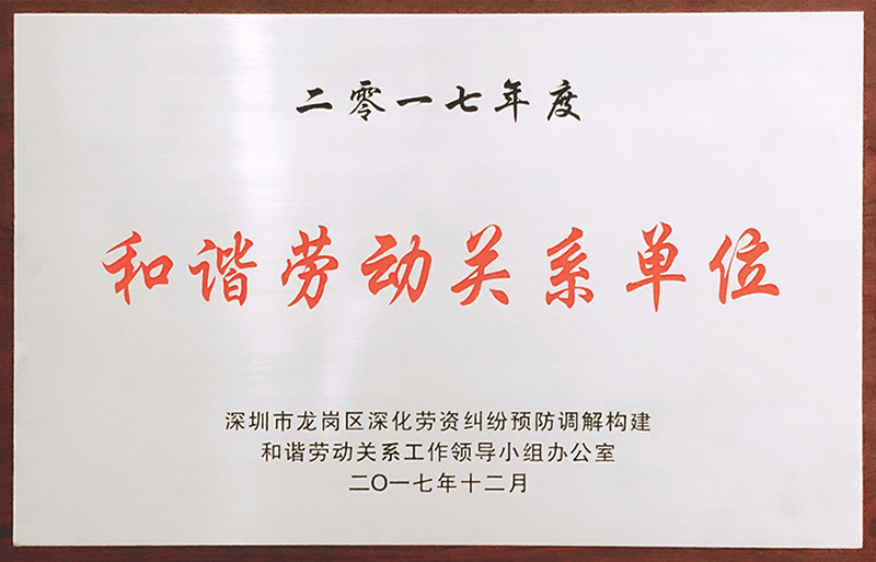 8868体育官网首页入口公司荣获“和谐劳动关系单位”荣誉称号